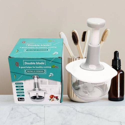 1Manual Handheld Food Chopper - Multi-Purpose Mincer & Blender for Onion, Garlic, Meat & More