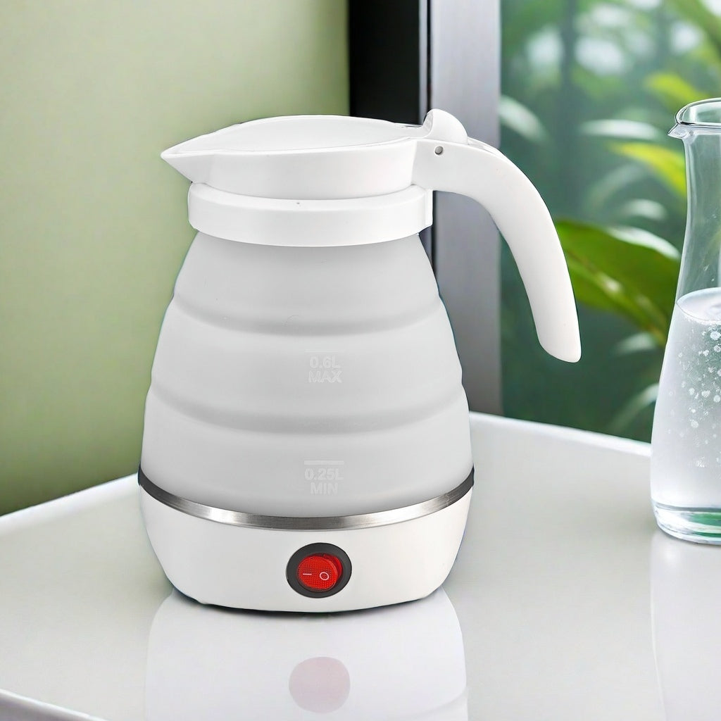 600ML Portable Hotel Water Heater Quick Boiling Water Grade Automatic Power Off Travel Foldable Silicone Electric Kettle