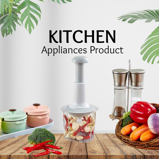 1Manual Handheld Food Chopper - Multi-Purpose Mincer & Blender for Onion, Garlic, Meat & More